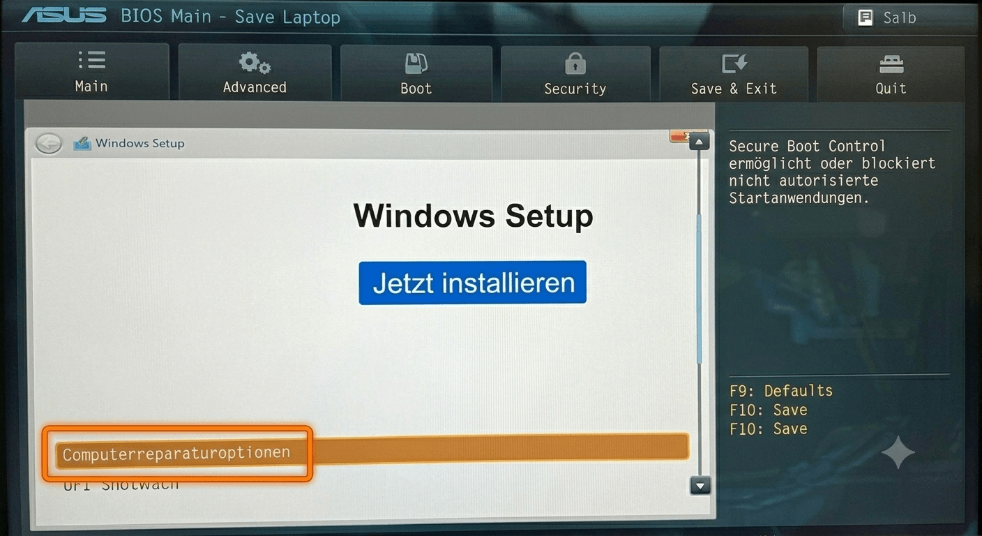 ASUS BIOS-Schleife
