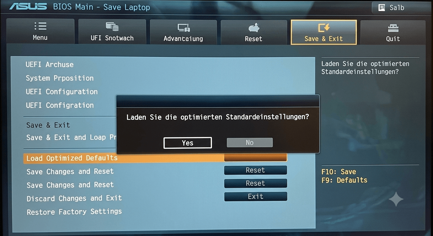 ASUS Laptop startet nur ins BIOS