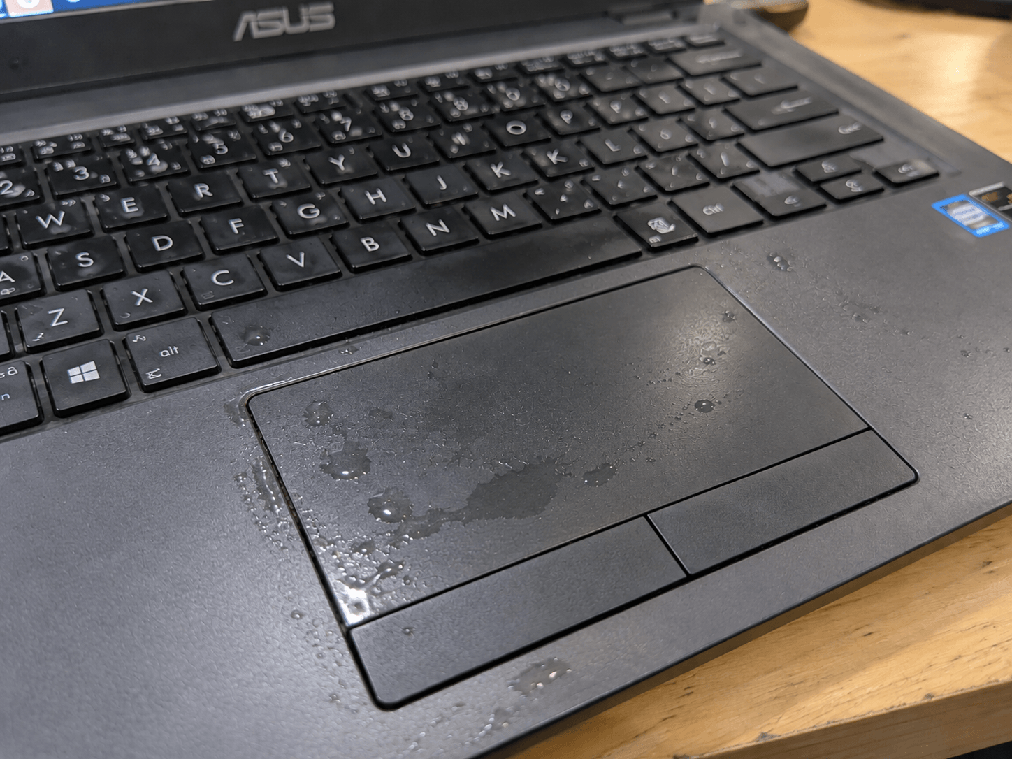 Wasserschaden am Touchpad eines Laptops